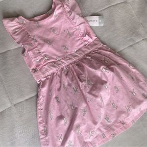CARTERS Pink Bunny Print Dress -Size 3T- NWT